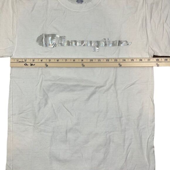 Champion Men's T-shirt White with Silver Logo Size Medium - Picture 3 of 8